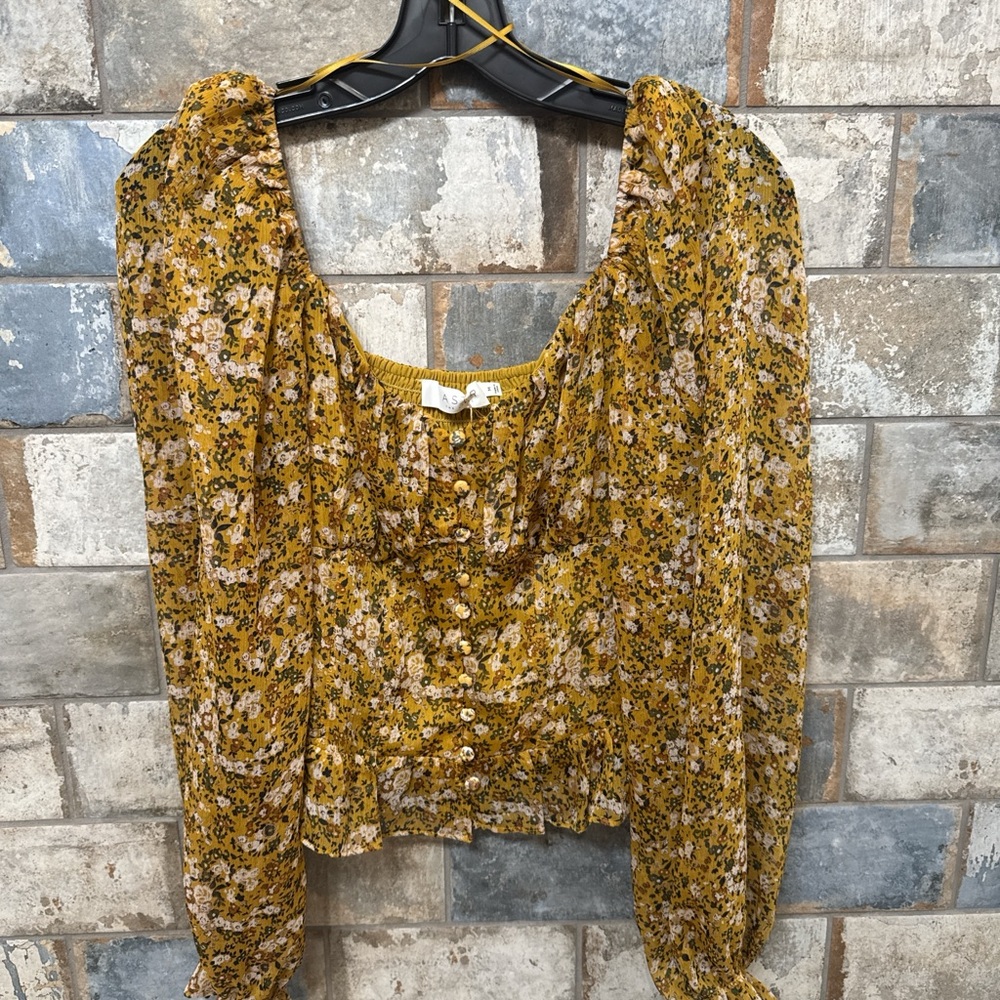 Astr Mustard Floral Blouse